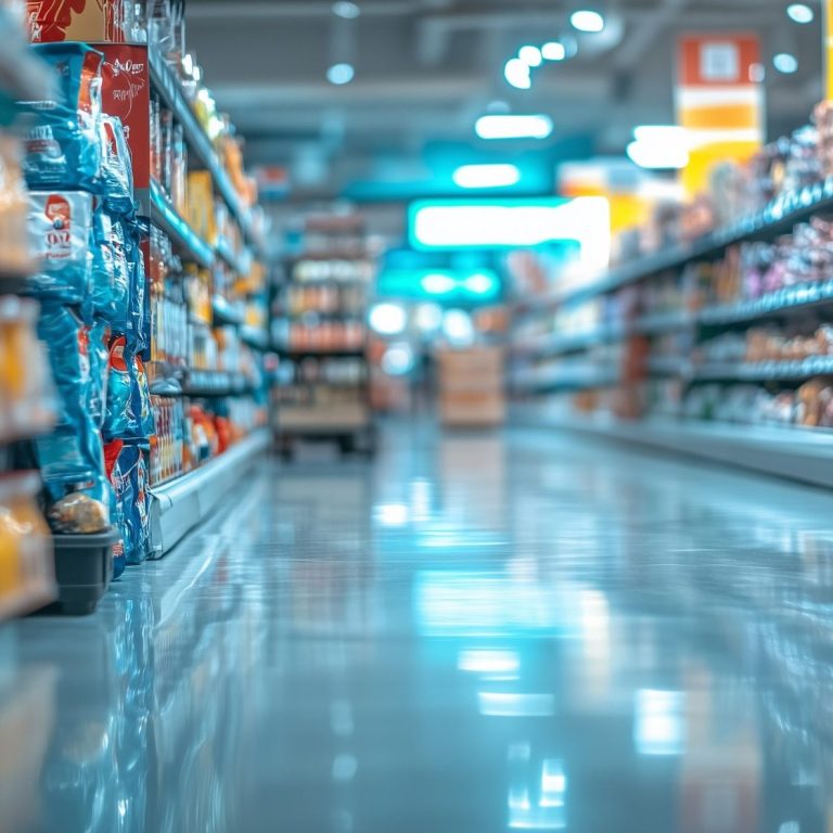 Heavy-duty, slip-resistant, and designed for warehouses and supermarkets.

